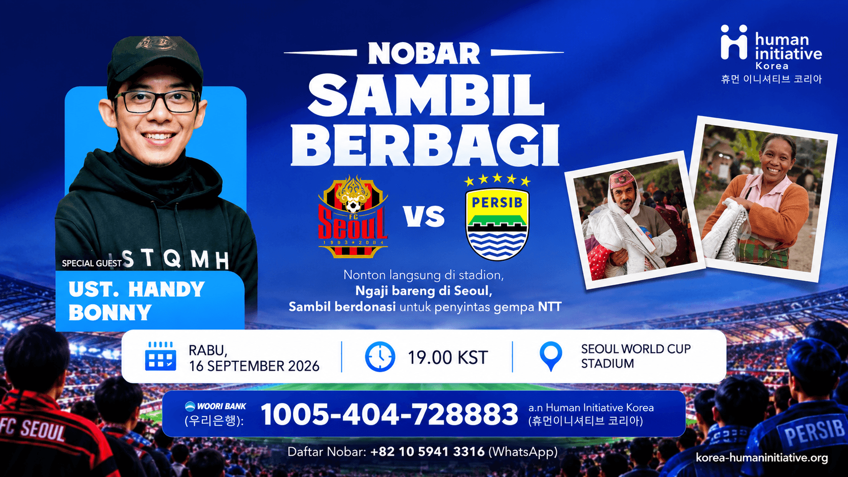 Donasi NOBAR Persib Bandung vs Seoul FC untuk Warga Terdampak Gempa NTT